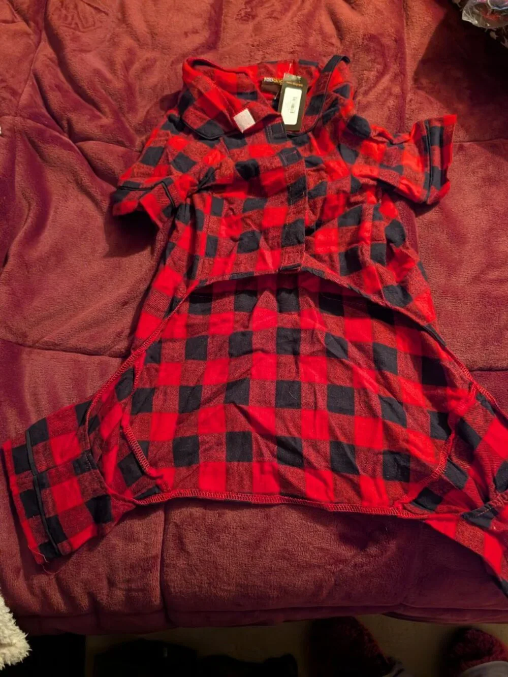Fabdog Dog Pajama's Buffalo Check Flannel